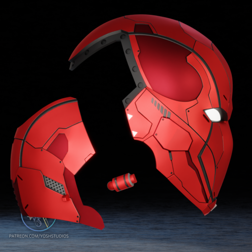 Mecha Red Hood Helmet 3D Print File STL - Image 4