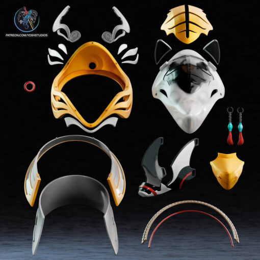 Sengoku White Tigress Helmet 3D Printer STL File - Image 9