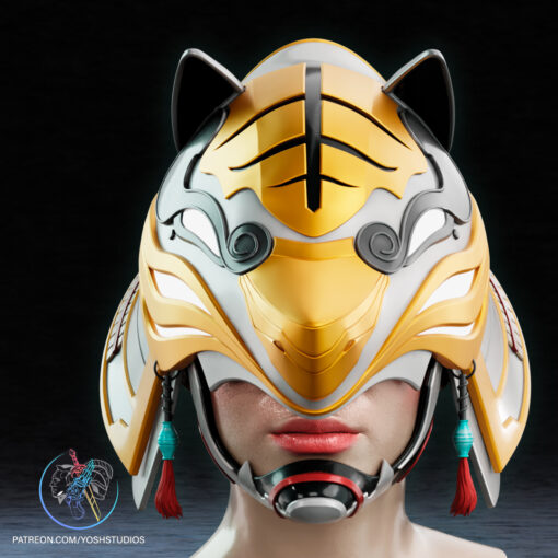 Sengoku White Tigress Helmet 3D Printer STL File - Image 3