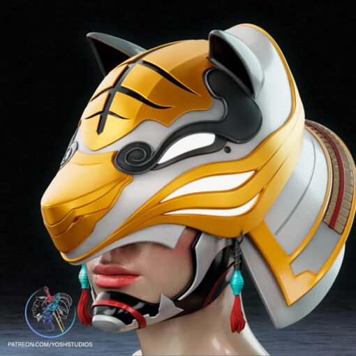 Sengoku White Tigress Helmet 3D Printer STL File - Image 7