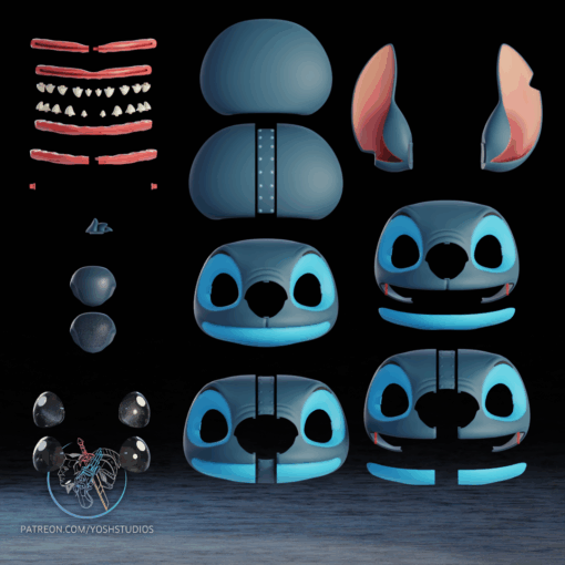 Blue Alien Dog Mask 3D Printer STl File - Image 12