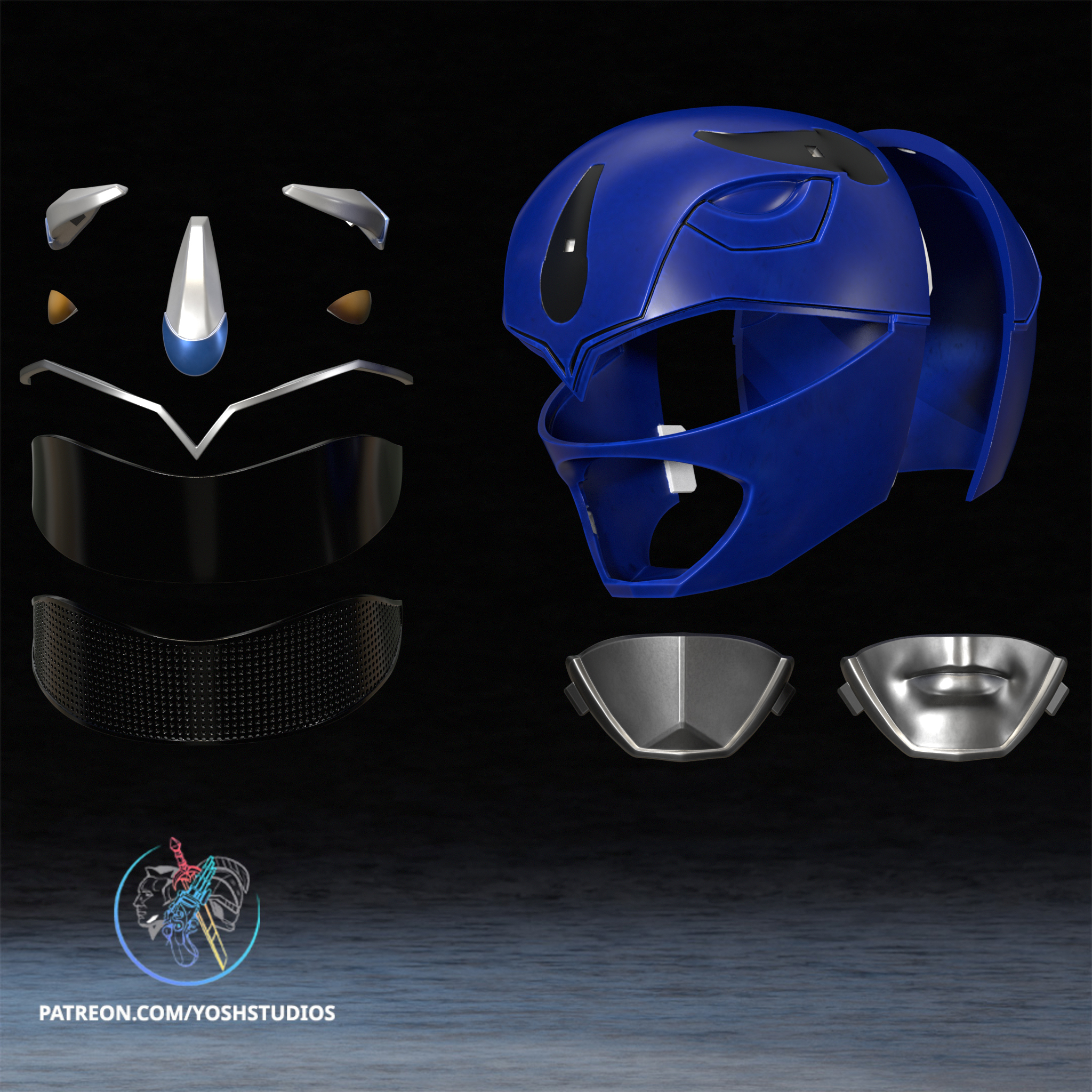 OG Blue Helmet 3D Printer STL File - Image 8