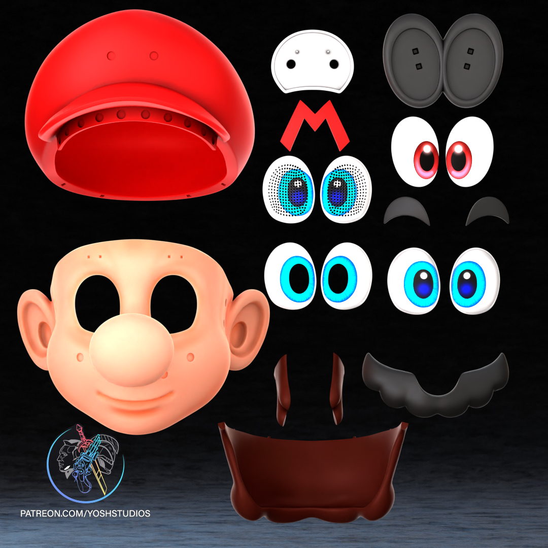 Italian Red Plumber Mask 3D Printer STL File - Image 8