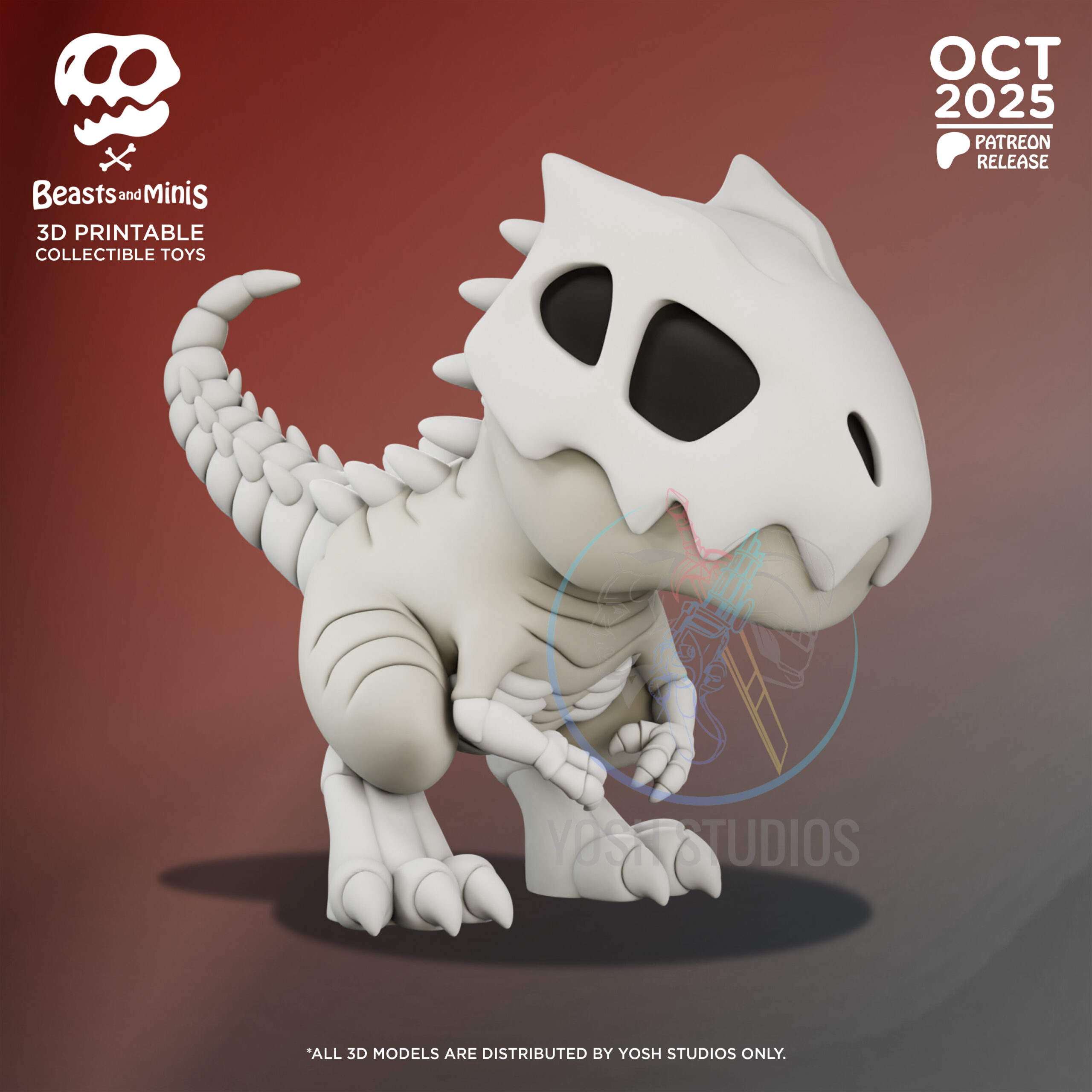 White Dinosaur 3D Printer File STL