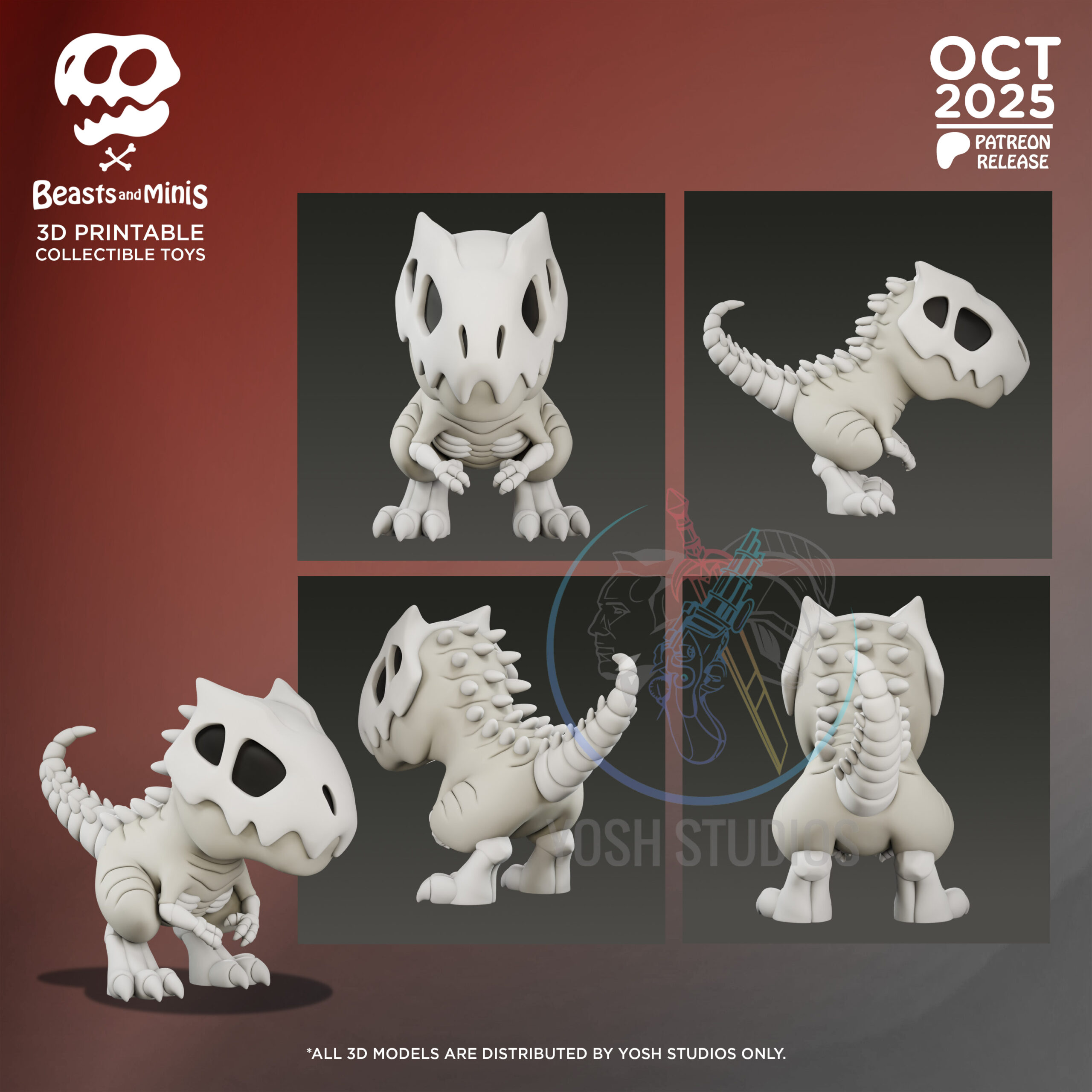 White Dinosaur 3D Printer File STL - Image 2